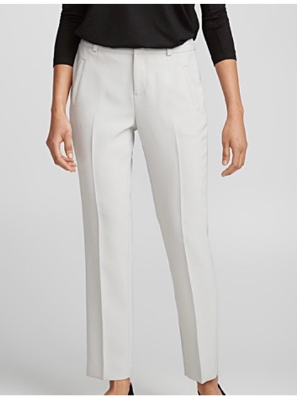 Women's Light Grey Tailored Straight-Leg Pants
